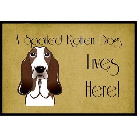 CAROLINES TREASURES Basset Hound Spoiled Dog Lives Here Indoor and Outdoor Mat- 18 x 27 in. BB1491MAT